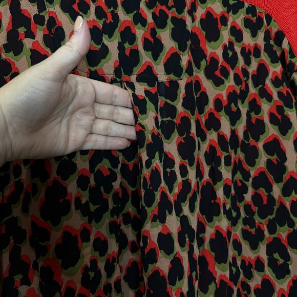 Sandrine Rose Animal Print Crew Neck Wool Sweater Red Women Small NWT Oversized - Picture 9 of 11